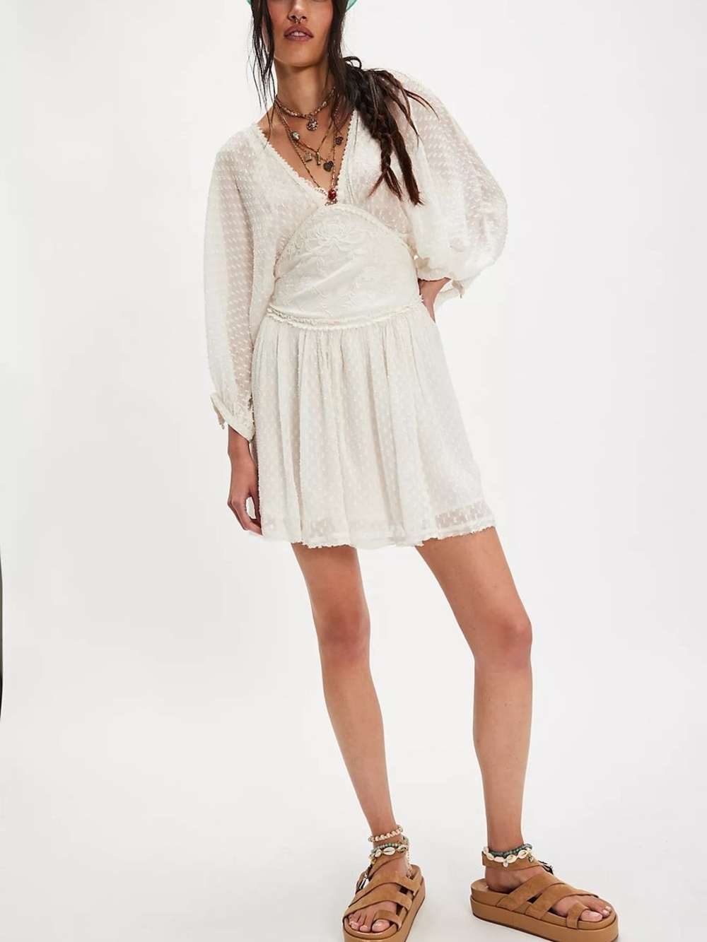Free People Sweet Dreams Mini Dress Size M Color Tofu- Boho - Picture 10 of 11